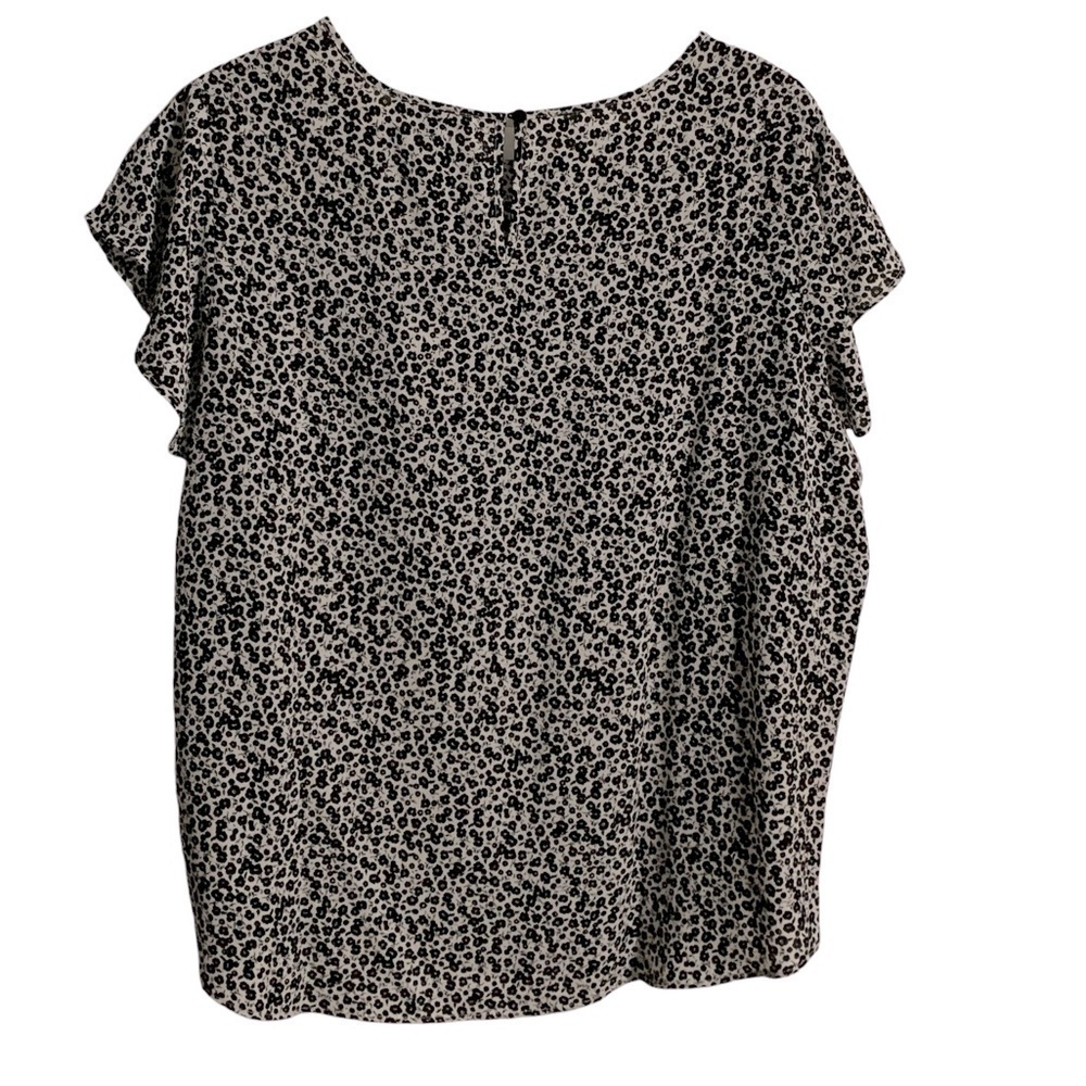 NWT ADRIANNA PAPELL Flutter Short Sleeve Keyhole Back Floral Blouse Size Large - Picture 4 of 6